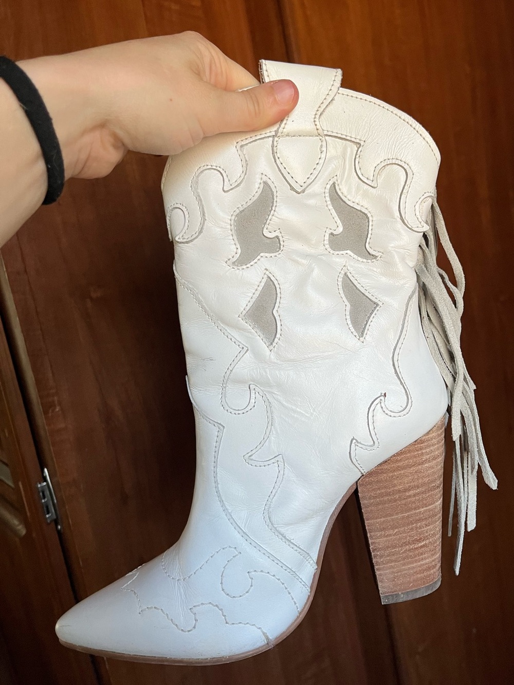 Women’s Dingo White Western Fringe Leather Boots - Picture 9 of 9